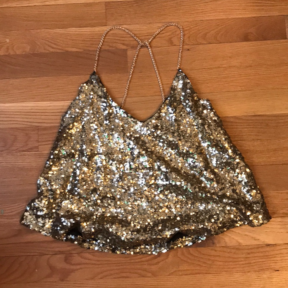 New Year’s Eve top! Gold sequins!